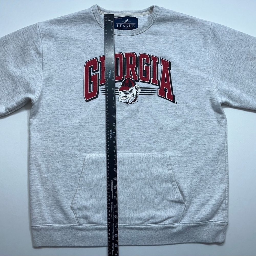 League Georgia Bulldogs Crewneck Sweatshirt Mens Size Large Gray Kangaroo Pocket - Picture 7 of 12